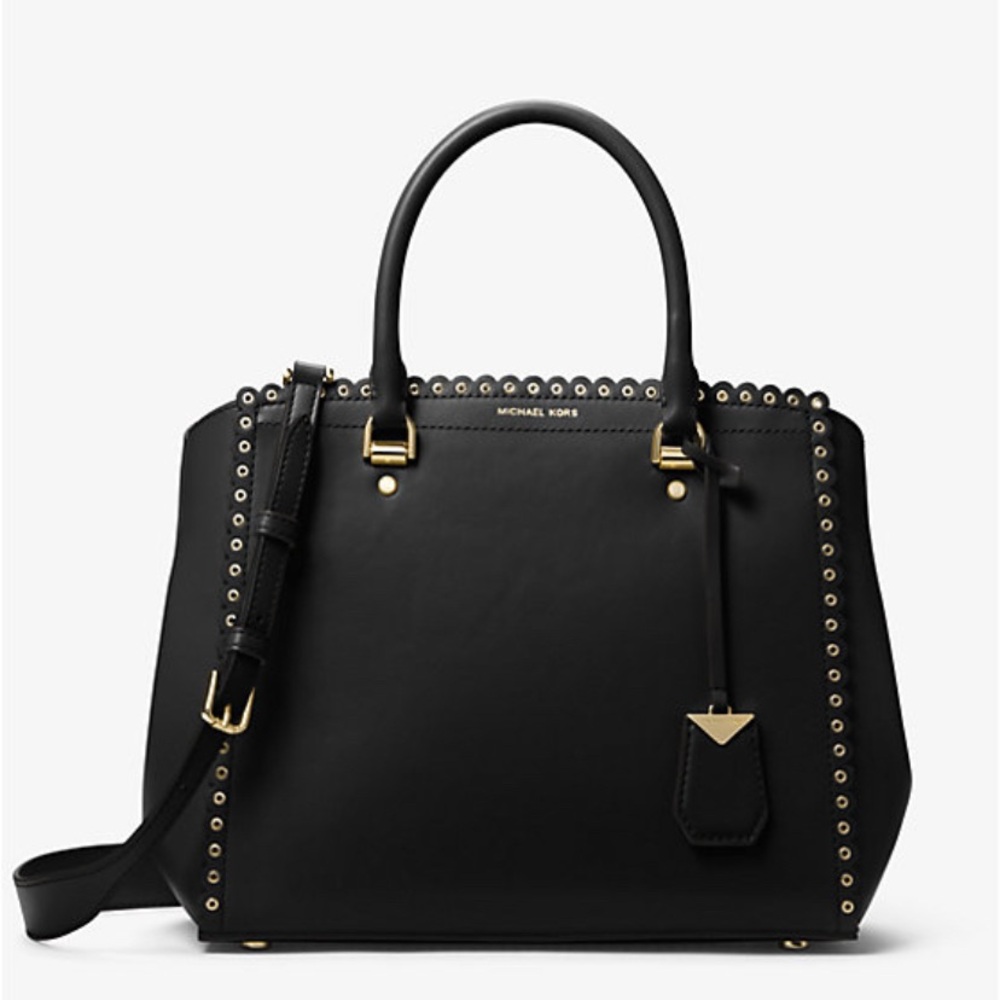 Michael Kors Benning Large Scalloped Leather Satchel